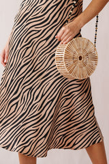 Perfect Day Satin Midi Dress Bronze/Black