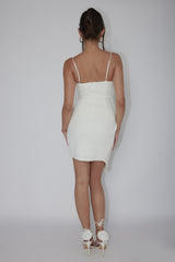 Tesla Cami Strap Sculpted Fabric Dress White
