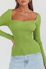 Switch Focus Long Sleeve Knit Top Matcha