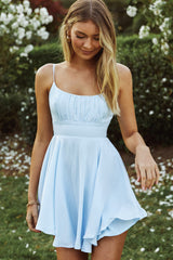 One Sweet Day Gathered Bust A-Line Dress Steel Blue