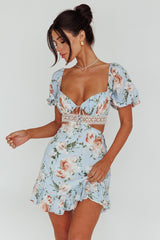 Sweet Romance Cut-Out Mini Dress Blue
