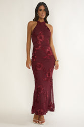 Shana Halterneck Maxi Dress Embellished Wine