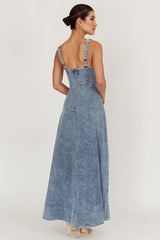 Talissa A-Line Maxi Denim Dress Blue