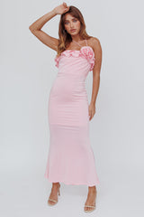 Soul Song Rose Accent Ruffle Dress Pink