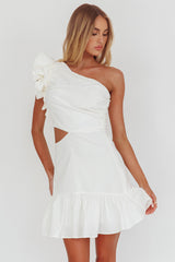 Deanna One-Shoulder Cut-Out Mini Dress White