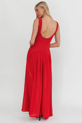 Opulent Low Back Maxi Dress Red