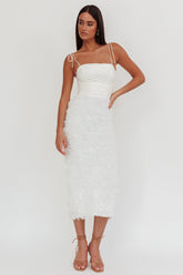 Love & Honor Textured Floral Maxi Dress White
