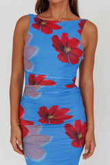Helsi Low Back Maxi Dress Floral Blue