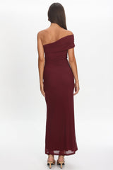 Gala One-Shoulder Maxi Dress Wine
