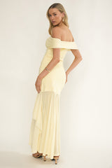 Kiarna Off-Shoulder Mesh Maxi Dress Butter