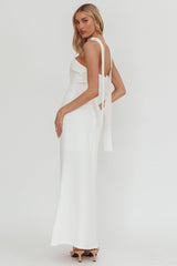 Selora Strapless Ruffle Maxi Dress White