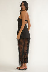 Talina Strapless Two-Piece Lace Skort Set Black