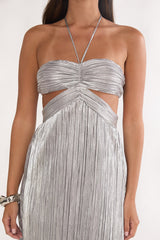Isle Cut-Out Halterneck Maxi Dress Silver