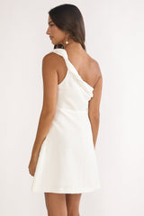 Lingering Love One-Shoulder Twist Mini Dress White