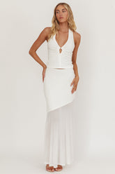 Somewhere New Half Sheer Maxi Skirt White