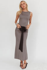 Weekend Vibes Bow Feature Maxi Dress Charcoal
