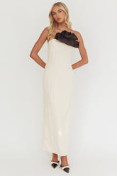 Lonnie Neckline Decoration Maxi Dress Cream
