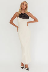 Lonnie Neckline Decoration Maxi Dress Cream