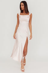 Lucinda Off-Shoulder V-Back Dress Blush