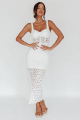 Milano Crochet Lace Midi Dress White