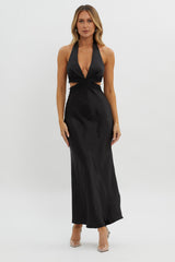Of Your Dreams Cut-Out Halter Dress Black