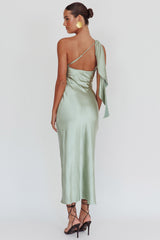 Carmel One-Shoulder Sash Maxi Dress Sage