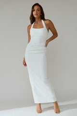 Fire Of Stars Halterneck Bodycon Maxi Dress White