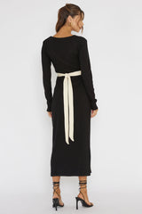 So Emotional Long Sleeve Cut-Out Knit Dress Black