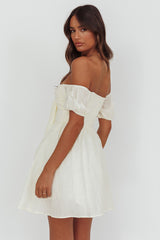 Perfect Worlds Off-Shoulder Mini Dress Textured Ivory