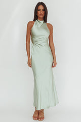 Moonlight Mirage Criss-Cross Back Maxi Dress Pistachio