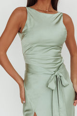 Standing By Backless Waist Tie Maxi Dress Sage