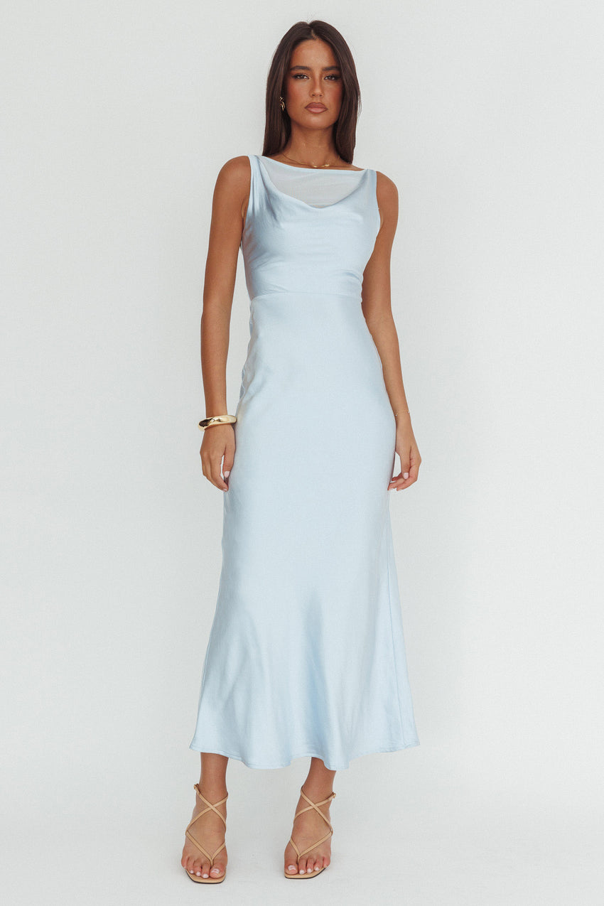 Venus Rising Sleeveless Cowl Neck Maxi Dress Blue