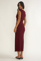 Lyssia Off-Shoulder Waist Sash Maxi Dress Cherry