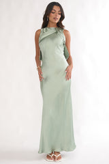 Levinia Draped Back Maxi Dress Pistachio