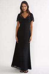 Elorin Lace Trim Maxi Dress Black