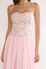 She's A Lady Lace Bodice Maxi Dress Pink