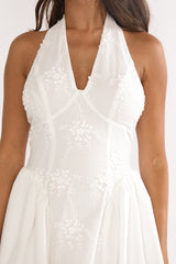 Talirosa Embroidered Halterneck Maxi Dress White