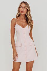 So Good Front Button Mini Dress Ice Pink