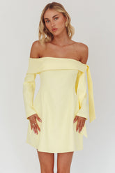 Aurora Sky Off-Shoulder Tie Mini Dress Lemon