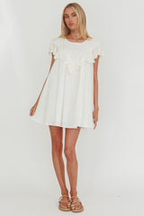 Sunshine Weekend Frill Trim Babydoll Mini Dress White