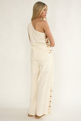 Dahlise Bead Trim Pants Cream