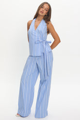 Teela Wide Leg Pants Stripe Blue