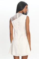 Agora Lace-Panel Mini Dress Off White