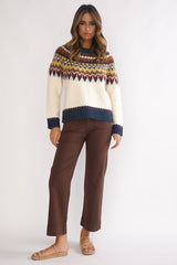 Irelia Long Sleeve Knit Top Ivory Multi