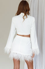 So In Love Feather Mini Skirt White