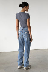 DOGMA High Rise Straight Leg Denim Jeans Dark Wash