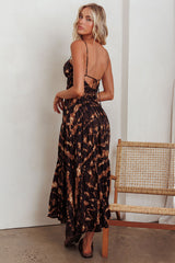 Sarai Tied Back Maxi Dress Java Brown