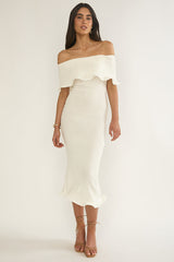 Rayna Off-Shoulder Midi Dress Ivory