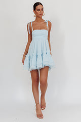 Dream Chaser Frill Hem Babydoll Dress Blue