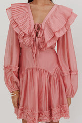 Alive Pleated Sailor Collar Mini Dress Dusty Pink